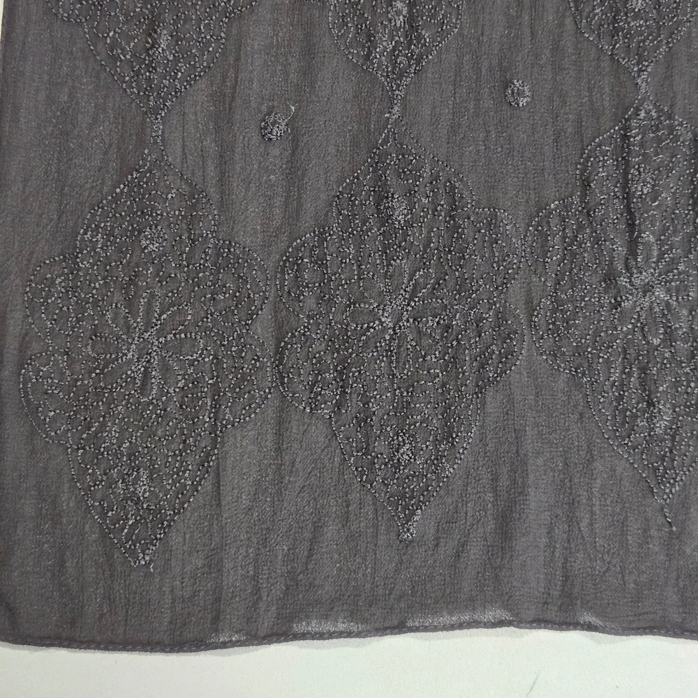 Echo Scarf‎ Shawl Floral Medallion 59x11.5 Black Sheer Embroidered Rayon